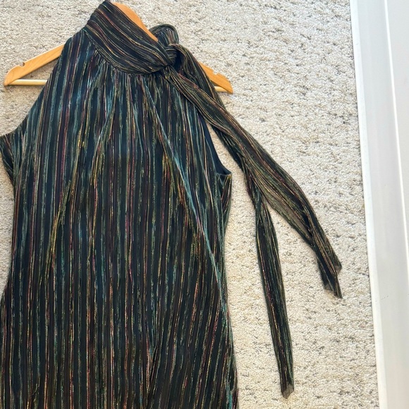 Johnny Was M EUC Metalic Green Halter Maxi Dress with scarf wrap iridescent. - Picture 14 of 14